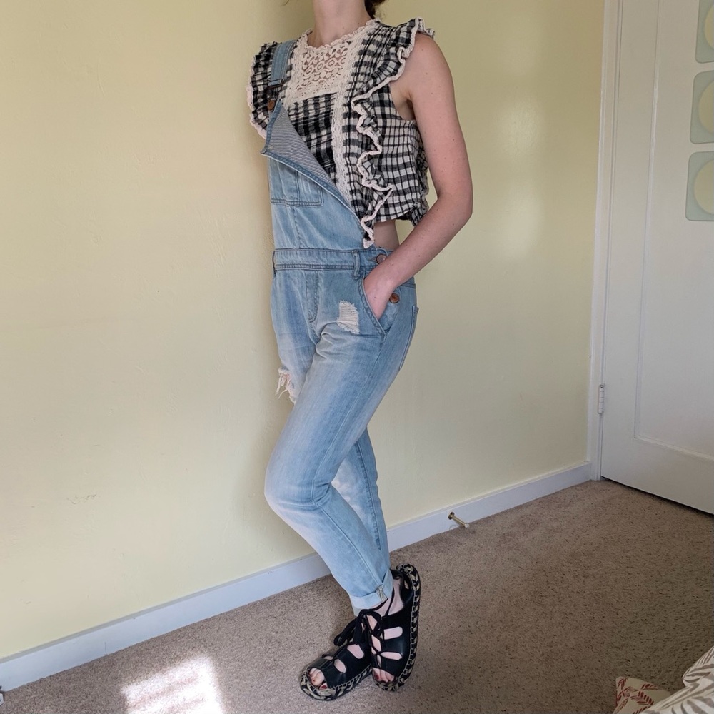 light wash overalls